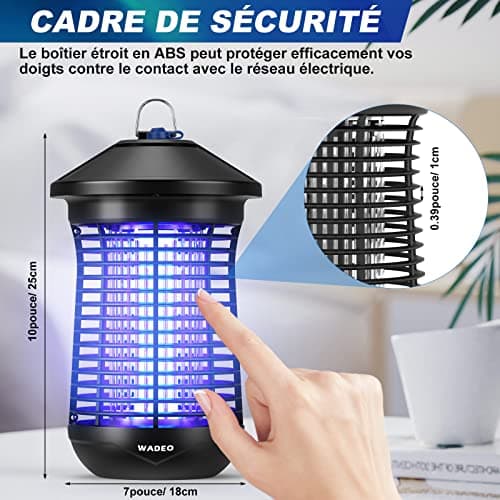 Lampe Anti Moustique avec Capteur de Lumière, WADEO 4000V 20W UV Tueur d'Insectes Électrique Anti Insectes Répulsif, Efficace Portée 100m2 pour Intérieur Extérieur Jardin Terrasse Camping