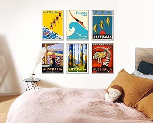 Set of Travel Posters 6 Australian Vintage Travel Posters Travel Prints Travel Wall Art Set of Prints Australian Travel Poster Travel Art (21cm x 30cm)