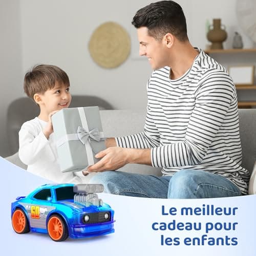 SGILE Voiture Télécommandée 3 Ans, Voiture Télécommandée Enfant 2.4 Ghz avec Lumières LED et Musique, Jouet Enfants 3ans Garçons Filles Cadeau d'anniversaire