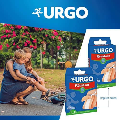 Urgo - Bande à Découper Résistant Bande en Tissu Compresse Anti-Adhérente 1 m x 8 cm, Bleu, 1 x 0.08 m (Lot de 1)