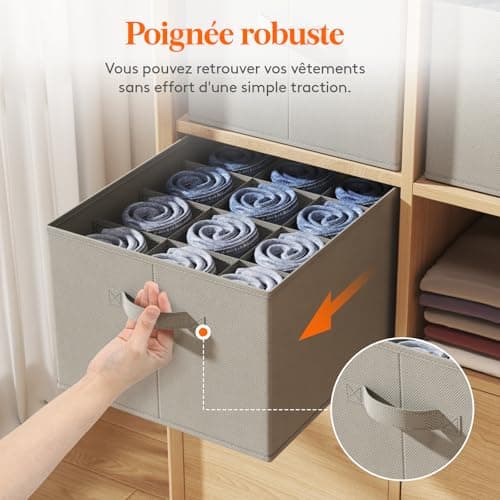 Lifewit Lot de 3 Organisateur Armoire, 12 Cellules Boite Rangement Vetement, Rangement Tiroir, Placard, Rangement Dressing pour Jeans, Pantalons, Pulls, Serviettes, T-shirts, 43 X 33 X 24 cm,