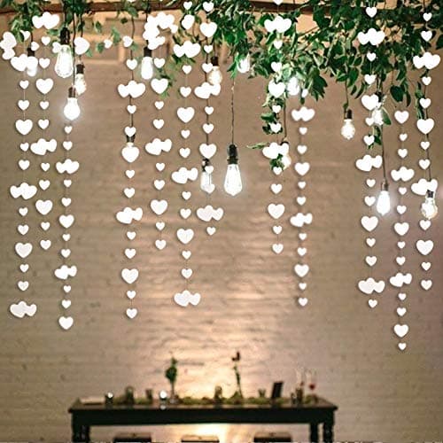 Lot de 4 décorations de fête en Papier Double Face à Suspendre en Forme de cœur Blanc pour Anniversaire, Mariage, fiançailles, Enterrement de Vie de Jeune Fille, vitrine, Maison, Jardin, fête de Rome