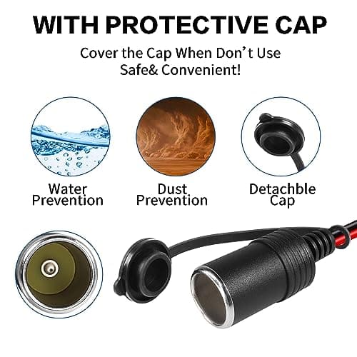 YACSEJAO Rallonge allume-cigare 12 V 2 m 16 AWG mâle vers femelle avec fusible 15 A pour pompe à pneu, compresseur d'air, nettoyeur, pompe de compresseur d'air