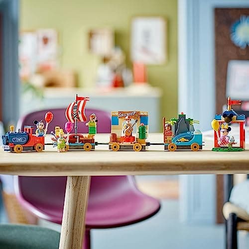 LEGO 43212 Disney Le Train en Fête Disney, Jouet Enfants 4 Ans avec Vaiana, Woody, Peter Pan et Les Wagons de la Fée Clochette Plus Mickey et Minnie Mouse, 100ème Anniversaire Disney