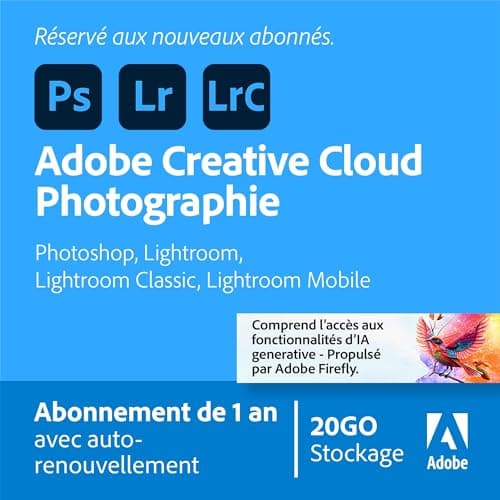 Adobe Creative Cloud Photography Plan 20GB (Photoshop + Lightroom) | 12-month Subscription with auto-renewal | Abonnement 12-Mois