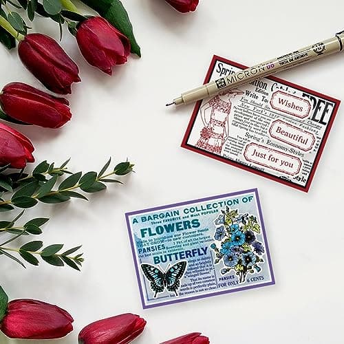 GLOBLELAND Tampons Transparents avec Fond de Texte de Journal Vintage Feuilles de Timbres en Gaufrage Rétro Dame Papillon Tampons Transparents en Silicone pour Scrapbooking et Cartes Décoration