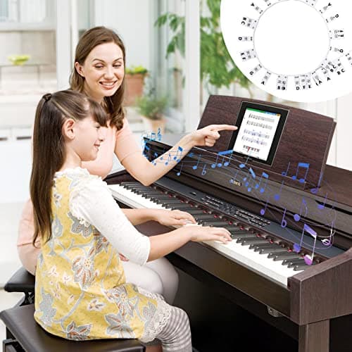 Amovibles pour Clavier de Piano, Autocollants Clavier Piano Pleine Grandeur, 88 Touches en Silicone pas Besoin de Coller Étiquettes Réutilisables, pour Piano pour Enfants Débutants et Adultes