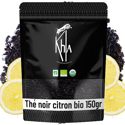Khla - Thé Noir Citron Bio - Sachet Vrac 150g - Thé Tonique - Saveur Citronnée Agrumes - Thé Détox Digestion - Feuilles Séchées - Thé d’Asie Ceylan - Origine Sri Lanka - Tisane & Infusio