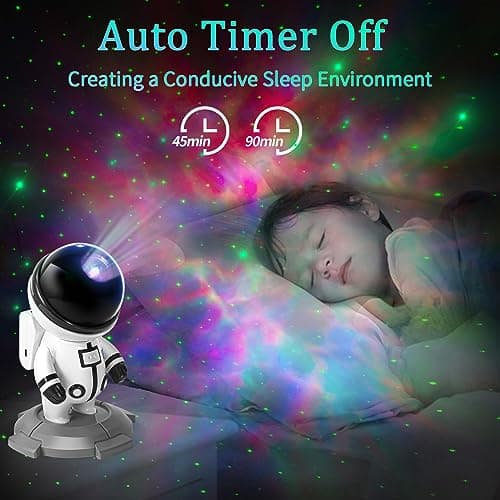 Projecteur Ciel Etoile Rechargeable, 15 Galaxies et Minuterie, Double Contrôle Veilleuse Astronaute, Enfant Adulte Decoration Chambre Plafond Rotation Led Lampe Projecteur, Cadeaux Noel Anniversaire