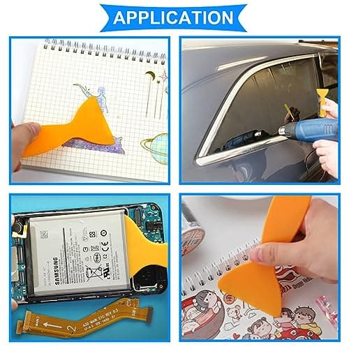 Xiatiaosann Lot de 12 grattoirs pour enlever la résine en plastique, spatule à peinture flexible, couteau à mastic, outil d'installation (noir/orange) pour le nettoyage de l'imprimante 3D en résine