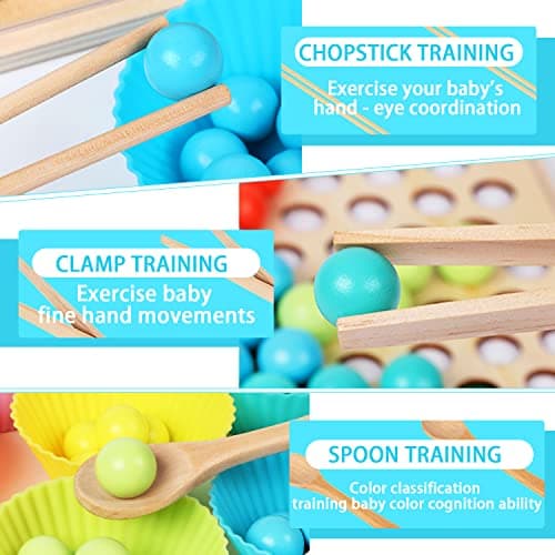 Jouets Éveil Montessori Perles Jeu de Tri Formes et Couleurs Jeux Motricité Fine Jouet Perle Montessori Jouets en Bois Bebe 3 4 5 6 Ans Enfants Cadeau Anniversaire pour Garçon Fille