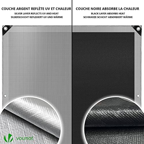 VOUNOT Bâche de Protection en Polyéthylène 240g/m2 Bâche Imperméable Ultra Lourde et Résistante Revêtue des Deux côtés avec Oeillets en Aluminium Couverture Étanche pour Jardin, Piscine 2x3m