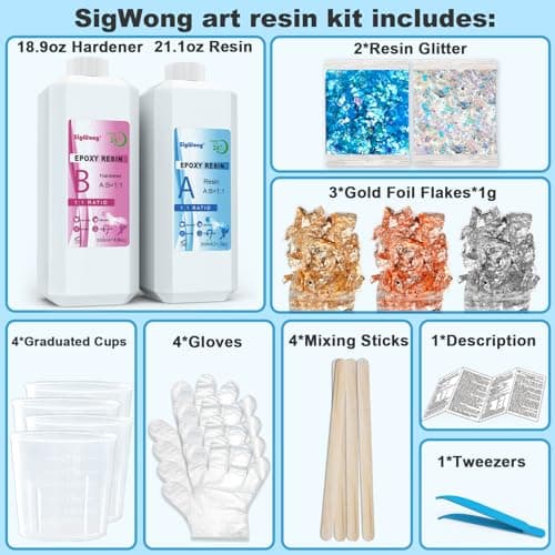 Epoxy Resin Transparente 1.1l/1,135kg Kit - 1: 1 Ratio Revêtement en résine époxy cristalline pour Craft, Art, table, fabrication de bijoux, Tables de rivière