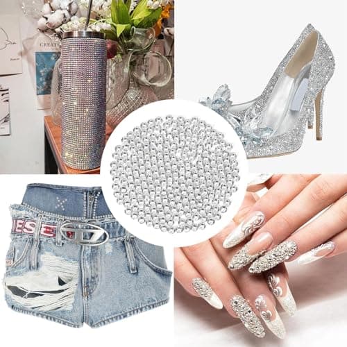 2880 Pièces Strass Kit, Silver Round Cristal, SS6 Rhinestone Non Autocollant, éBlouissant Gemstone pour DIY Craft Bling Maquillagé, Lumineux Diamante Gems pour Les Vêtements, 2 mm