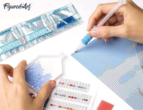 Figured’Art Diamond Painting Broderie Diamant 40x50cm Avec Cadre Toile Tendue Strass Perles Carrés - Vague et coucher de soleil - Kit Complet 5D DIY Activité Manuelle Loisirs Créatifs Adultes