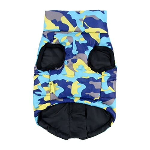 SELMAI - Manteau d’hiver matelassé motif camouflage avec boucles de laisse pour petit chien/chat