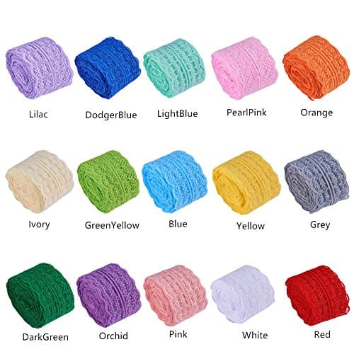 BENECREAT 15 Rouleaux de 150m de Ruban de Dentelle de Tissu à Motifs Floraux de Couleurs mélangées pour Invitations de Mariage, Cartes, Décorer, Coudre, Faire des nœuds, Emballage Cadeau, 45mm