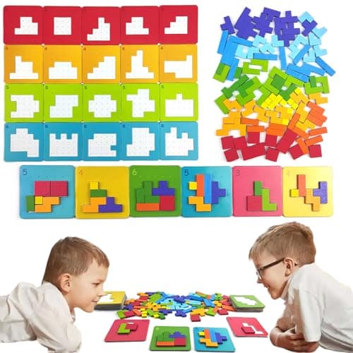 Jastonwn Tangram Casse Tete Enfant,Puzzle Tetris Tangram,Jeux Educatif 4 5 6 Ans,Tetris Jeux,Jouet Montessori 4 5 6 Ans,Tetris Puzzle 6 Ans Garcon Et Fille,Intelligence Jigsaw avec 108 Coloré Bloc
