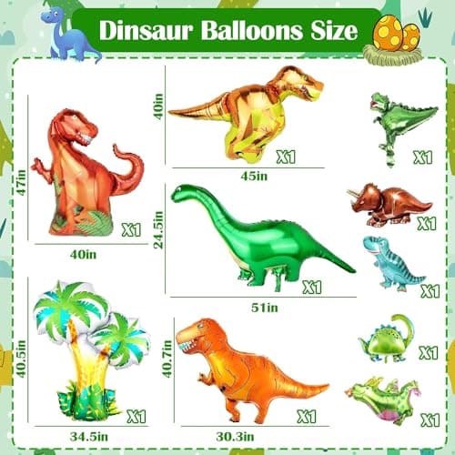 Ballon Dinosaure Anniversaire, 10 Pièces Dinosaure Ballon Anniversaire Helium, Ballons Anniversaire, Ballon de Dinosaure, Dinosaurs Ballons Helium, Ballon Bapteme Pour Fête D'anniversaire