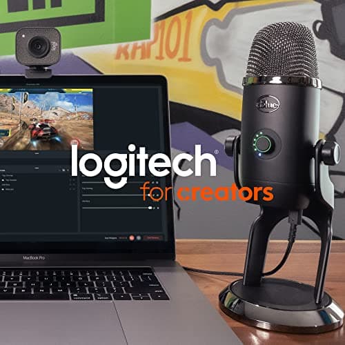 Logitech for Creators Blue Yeti Microphone USB pour Enregistrer, Streaming, Gaming, Podcast sur PC & Mac, Micro condensateur pour ordinateur portable et PC avec Effets Blue VO!CE, Plug and Play - Noir