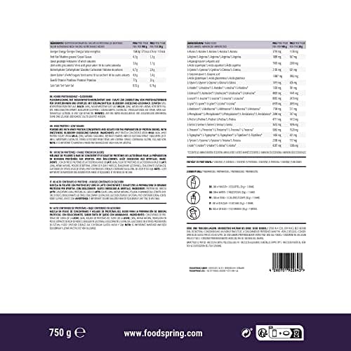 foodspring - Poudre de protéines whey Blueberry Cheesecake - Avec 23 g de protéines de croissance musculaire, solubilité parfaite, ultra-filtrée et riche en BCAA et EAA - goût délicieux (750 g)