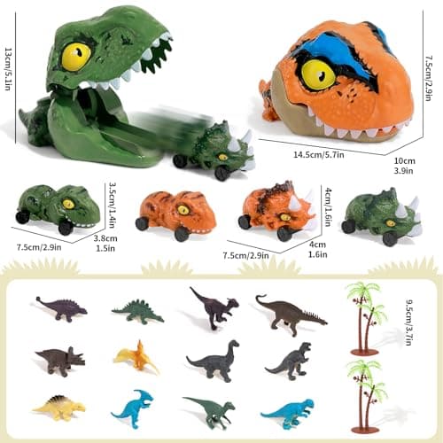 KADAYAYA Ensemble de Jouet de Dinosaures pour Les Garçons De 2-6 Ans, Figurine de Dinosaure Jouets de Voiture pour Enfants 3 à 5 Ans, Dino Jouet Cadeau Garçons et Filles 3 4 5 6 Ans