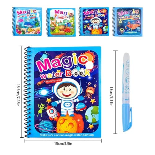 4 magic"Pack de 4 Livres d'Eau Magiques - Livre de Coloriage Magique pour Enfants en Voyage, Coloriage Magique, Livre Magique, Livre de Dessin Magique, Livre Peinture Magique à l'Eau."