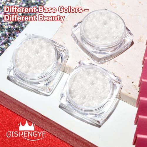NO.1 Perle Effet Chrome Ongle BISHENGYF: Perle Blanche Poudre Chrome Ongle Chromée, Poudre de Paillettes Aurora Transparente, pour Glazed Donut Nails, Pearl Shimmer Nails