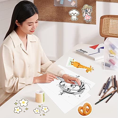 Gudotra 50 Feuilles A4 Papiers Autocollants Imprimante Blanc Étiquettes pour Imprimante Laser Jet d'Encre Étiquette Imprimable Autocollante 210 x 297 mm