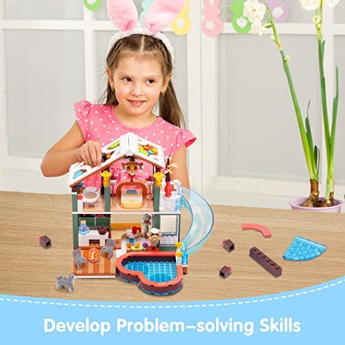 Sitodier Blocs de Construction Jouet- 439pcs Source Chaude Maison de Vacances Jouet de Construction pour Enfants 6-12, Kit de Briques de Construction pour Enfants 6 7 8 9 10 11 12