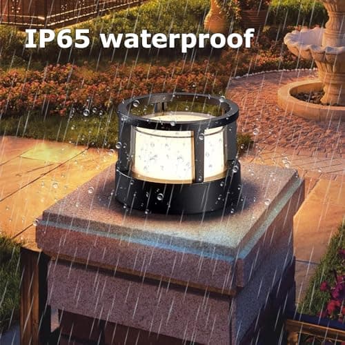 FREEUP Borne Éclairage Extérieur, 15W LED Lampe de Jardin Exterieur Ronde Ip65 Lampadaire Exterieur en Aluminium, Blanc Chaud, Borne Lumineuse Exterieure, Pour Chemins Terrasse, Noir