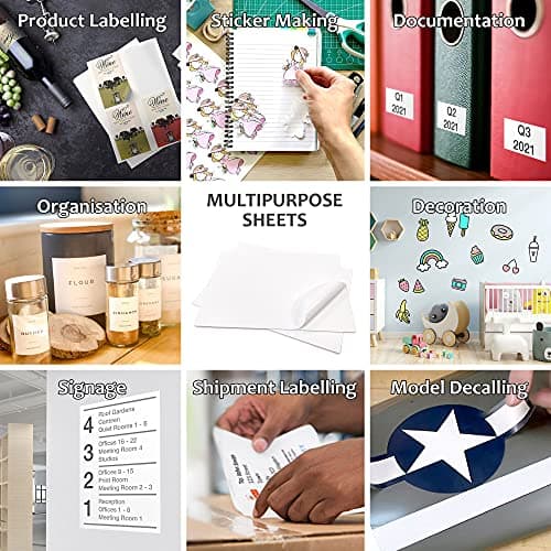 Evergreen Goods 50 Feuilles A4 Blanches Etiquettes Autocollantes Papier Pour L'impression De Photos Et D'images | Papier Stickers a Résistantes Aux éClaboussures Pour Imprimantes à Jet D'encre & Laser