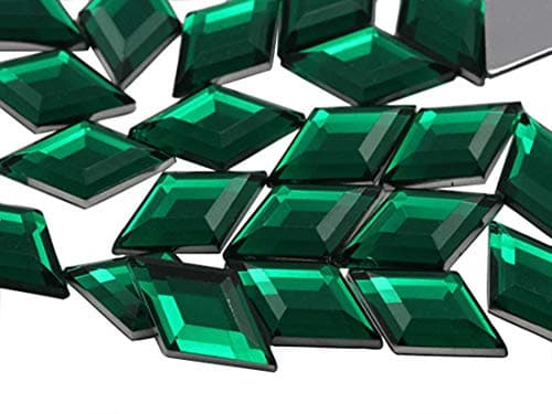 Allstarco 11x18mm Flat Back Diamond Acrylic Rhinestones Plastic Gems for Jewelry Making Costume Jewels Cosplay Embelishments - 35 Pieces (Green Emerald h106)