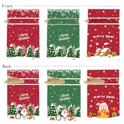haweeli Sacs Cadeaux de Noel assortis avec cordon de serrage, 48 Sac Cadeau Petit Sachet à Friandises pour Bonbons Biscuits Cadeaux pour Enfants