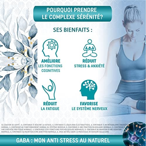 GABA Pur 750mg | Anti stress adulte enrichie en Magnésium & Vitamine B6 | 120 gélules – 2 mois | Favorise Sommeil, Sérénité et Détente | Laboratoire Français MIRONLAB