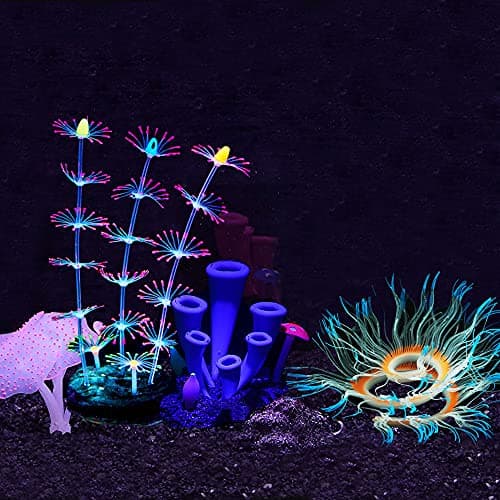 Cayway Lot de 4 plantes artificielles avec corail en silicone et anémone de mer artificielle pour aquarium