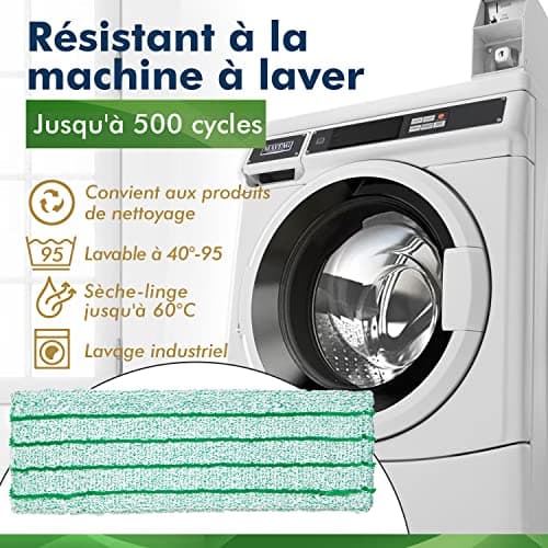 Okaei - Housse de serpillière 2 Piece (50 cm) - Housse en 100% Microfibre Premium Vert - Optimale pour Le Nettoyage en Profondeur des sols Lisses et légèrement irréguliers