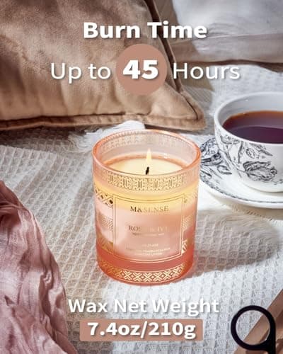 M&SENSE Bougie Rose Ivy, Bougies parfumées pour femmes, bougies de soja naturel à combustion lente de 45 heures 210g, bougies d'aromathérapie de luxe pour soulager le stress, décoration d'intérieur