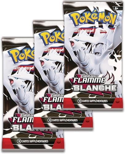 Pokémon JCC : Collection Autocollant réajustable Écarlate et Violet – Flamme Blanche – Sidérella (1 Carte Promo Brillante et 3 boosters)
