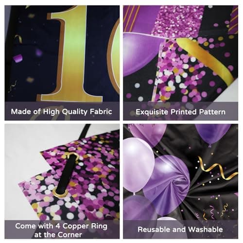 Koliphy Decoration Anniversaire 18 Ans, Violet Noir 18 Ans Banderole Joyeux Anniversaire Fête Photographie pour 18 Ans Deco Garçon Fille