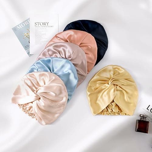 townssilk Bonnet de nuit 100% soie de mûrier pour femme, bonnet de nuit 16 momme en soie, bon pour les cheveux, protège les cheveux, bonnet de nuit en soie, double couche,Cinnamon