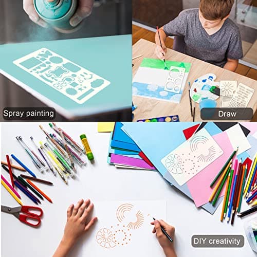 Pochoirs pour Journal Intime Bullet Journal Pochoir Kit Pochoir à Dessin Réutilisable pour DIY Carnet de Notes Scrapbooking 26 Pièces