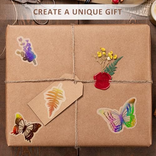 Lot de 150 autocollants laser holographiques, feuilles et papillons, autocollants transparents à paillettes argentées, pour scrapbooking et album photo, autocollants de décoration DIY