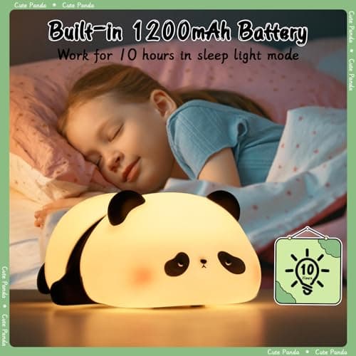 SALUOKE Veilleuse Panda pour Enfants: Veilleuse Bébé à 3 Modes Luminosité, Veilleuse Silicone Rechargeable, Veilleuse Temporisée avec Fonction Tactile, Lampe Décorative-Cadeau pour Fille & Garçon
