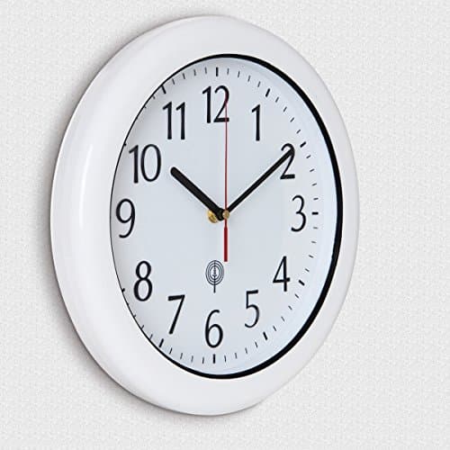 Monzana® Horloge Radio pilotée Murale Ø30 cm Blanche silencieuse à Quartz trotteuse précise Piscine Salle de Bain