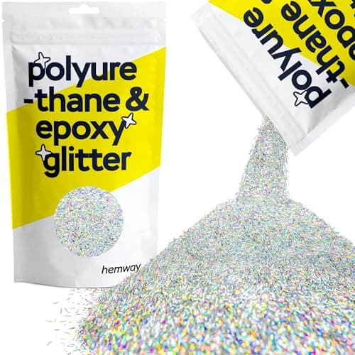 Paillettes pour brins de fibres de résine Cristaux métalliques holographiques argentés pour flocons artisanaux époxy Gobelets Cire fondue 100 g/3,5 oz