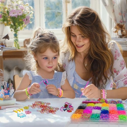 Uolifrem Elastiques Bracelet Kit pour Enfants, 29 Couleurs Elastic Tissés, Élastiques de Bricolage pour la Fabrication de Bracelets, Loom Bands avec Accessoires, Cadeau pour Filles et Garçons