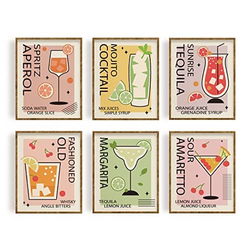 FREEBLOSS 6set Poster Mural Posters Muraux Bar Affiche Murale Poster Murale Sans Cadre Affiche Decoration Murale Poster Mural pour Salon Tableaux, Posters et Arts Décoratifs Poster Mural Chambre