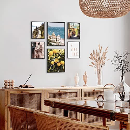 decomonkey - Lot de 6 Posters SANS Cadres Voyages Aesthetic - 4 x DIN A4 & 2 x DIN A3 - Pour Salon, Chambre à Coucher Affiche Murale Decoration Décoratifs - Calme Boho Voyage Italie