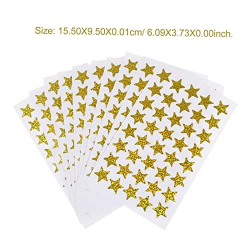 TOGEVAL 5 Paquets Pentagramme Sticker étoile autocollant de etiquette autocollante stickers ecole autocollant pour récompenser autocollant de récompense de paillettes Golden